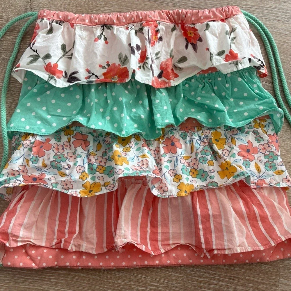 Matilda Jane In the Ruffles Drawstring Backpack Floral Polka Dot